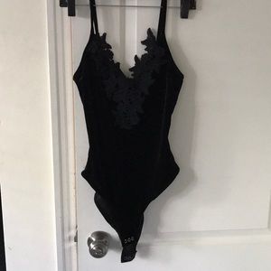 TopShop Embroidered Velvet Bodysuit NWT